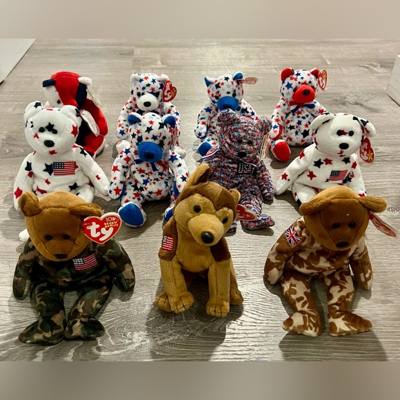 Ty Beanie Baby Lot Of 13 vintage Patriotic beanie babies NWT